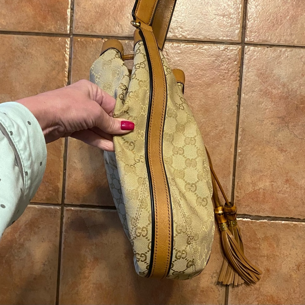 Gucci Rania GG Canvas Drawstring Hobo Bag❣️Excellent‼️🇮🇹 - Picture 10 of 16